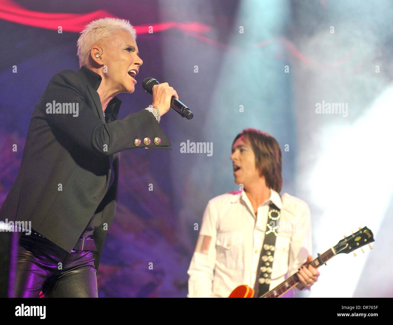Marie Fredriksson and Per Gessle of  Roxette performs live at the 02 Arena in Dublin Dublin, Ireland - 09.07.12 Stock Photo