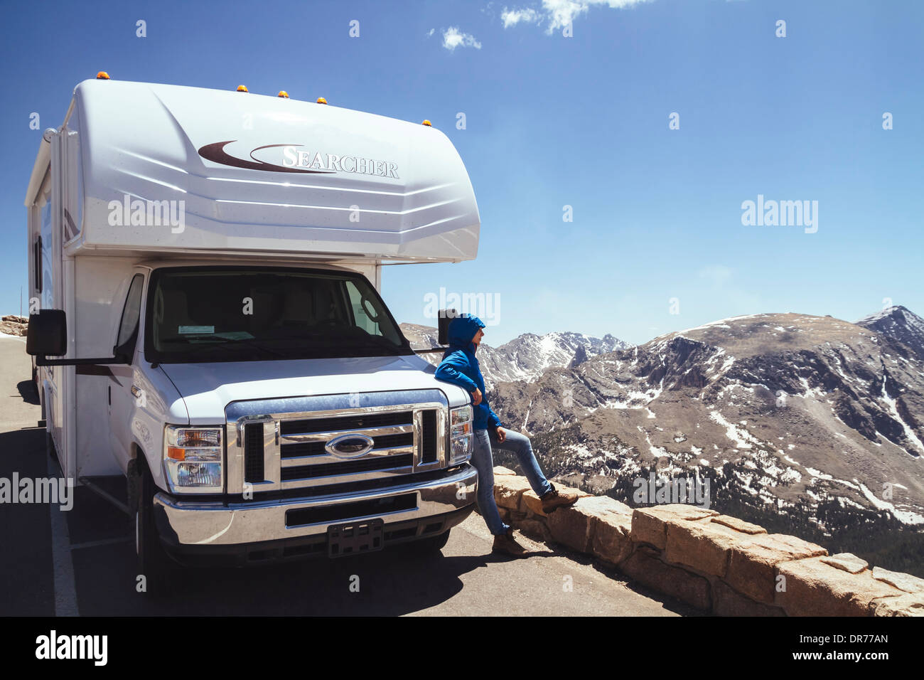USA, Colorado, Rocky Mountain National Park, Recreational vehicle at Trail ridge road Stock Photo
