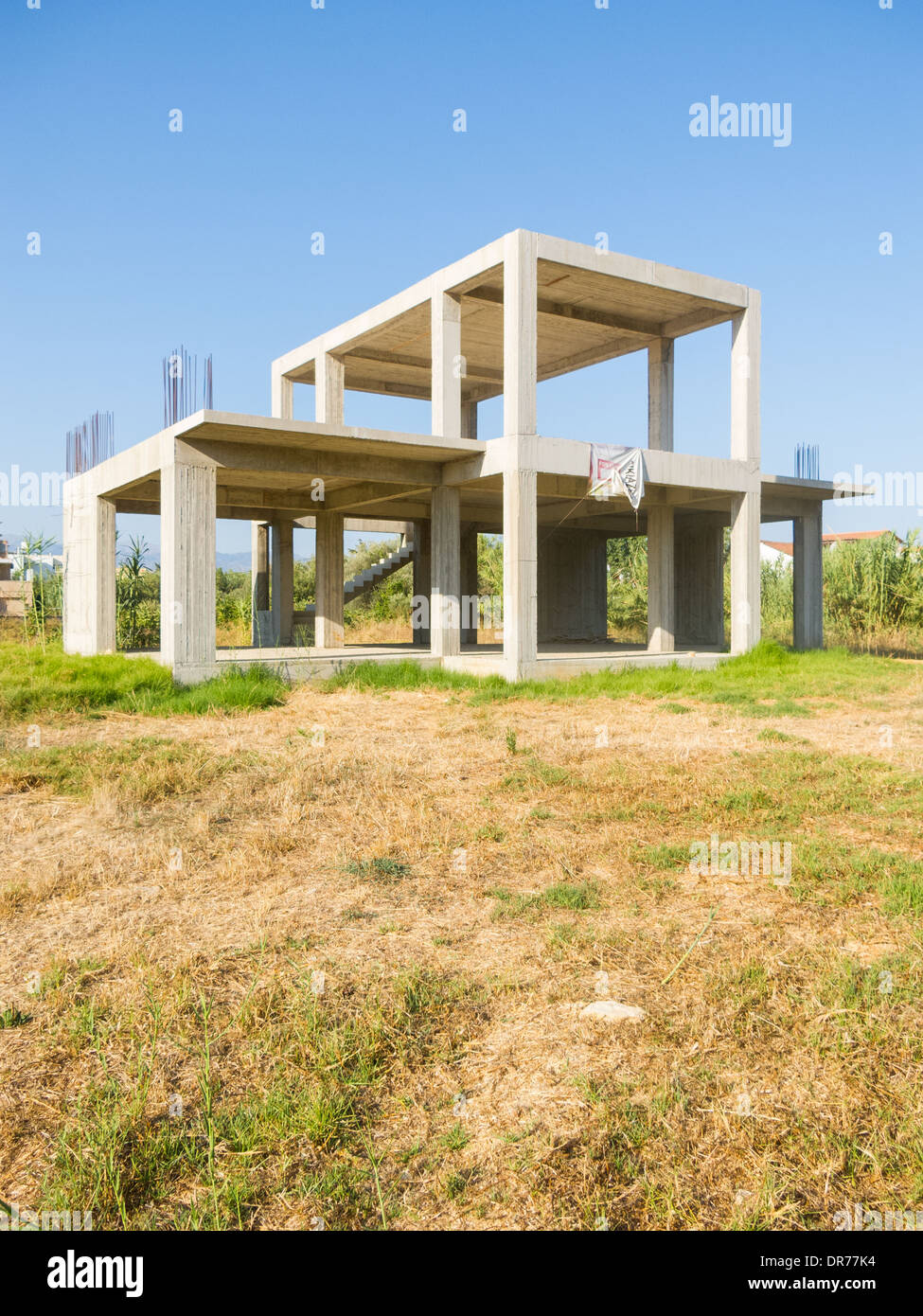 Abandoned building in construction in Chania outskirts, Crete Island, Greece Stock Photo