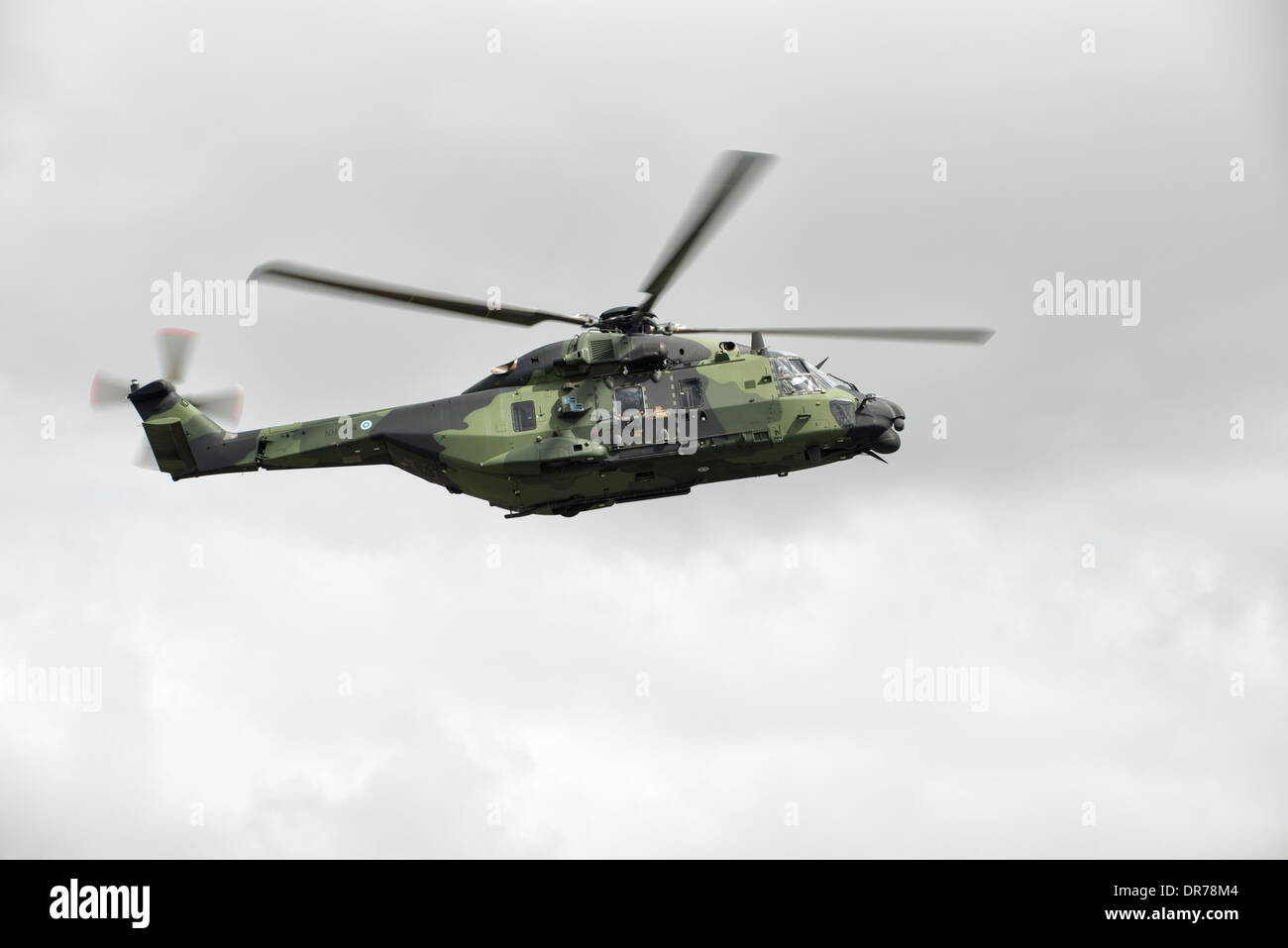 Finnish Air Force NH90 from NH INdustries displays over RAF Fairford at the 2013 Royal International Air Tattoo. Stock Photo