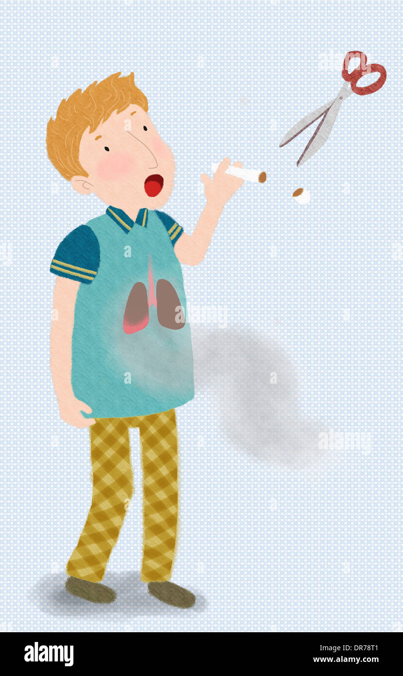 illustration of a man smoking Stock Photo - Alamy