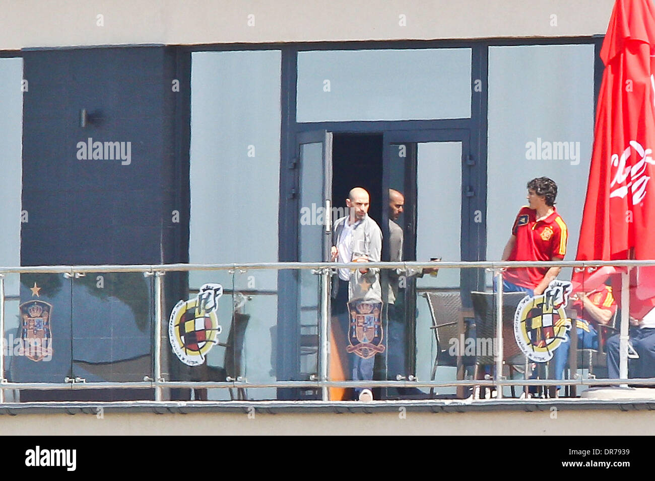 Spanish football team players during their free time at their hotel