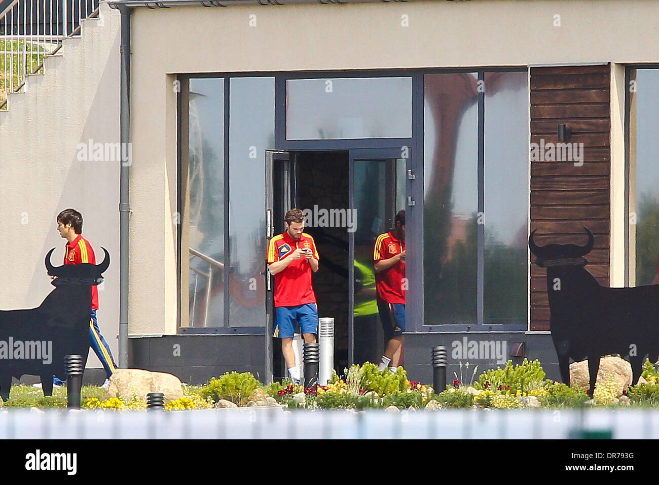Spanish football team players during their free time at their hotel