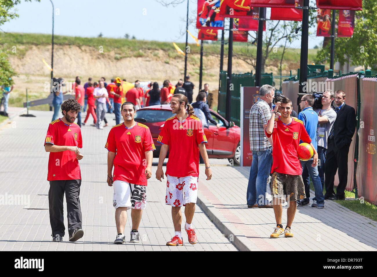 Spanish football team players during their free time at their hotel