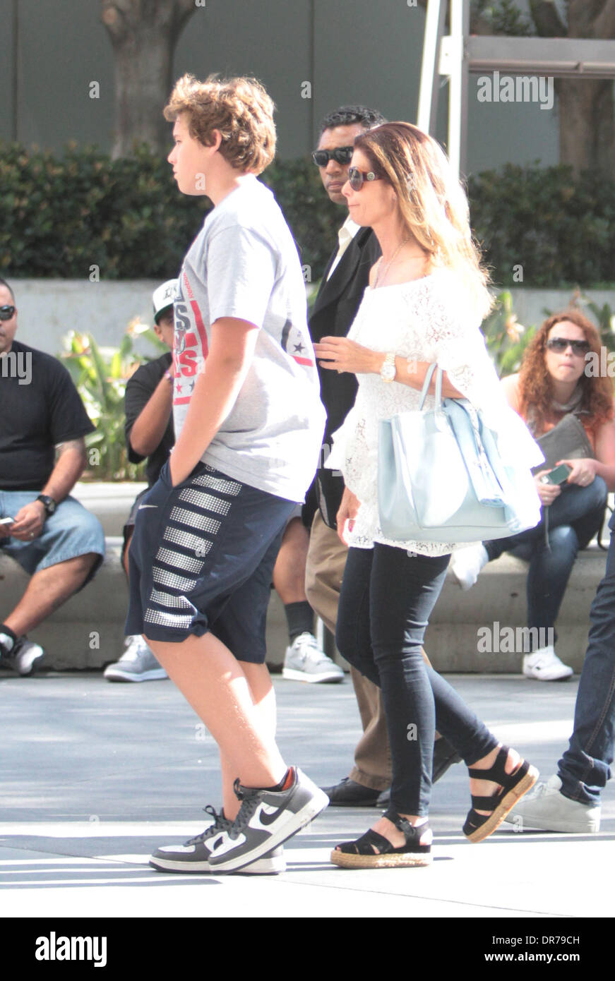 Maria Shriver and Christopher Schwarzenegger arriving at the Staples