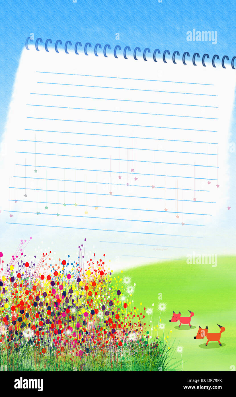 illustration of letter template with flowers Stock Photo - Alamy