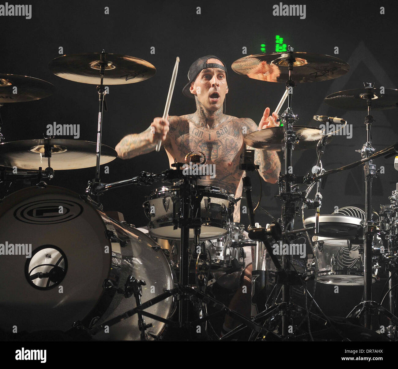 Travis Barker, Punk band, Blink 182 performing live at the O2 Arena Dublin, Ireland - 12.06.12 Stock Photo
