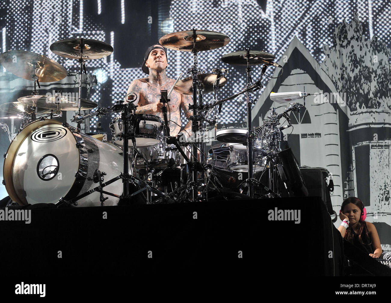 Travis Barker,  Punk band, Blink 182 performing live at the O2 Arena Dublin, Ireland - 12.06.12 Stock Photo