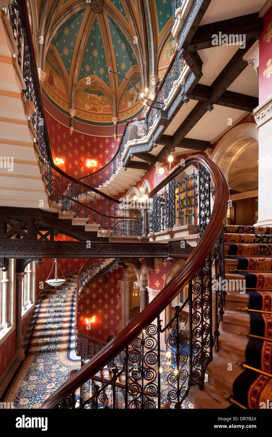 Main staircase in the St. Pancras Hotel, Euston Road, London Stock Photo