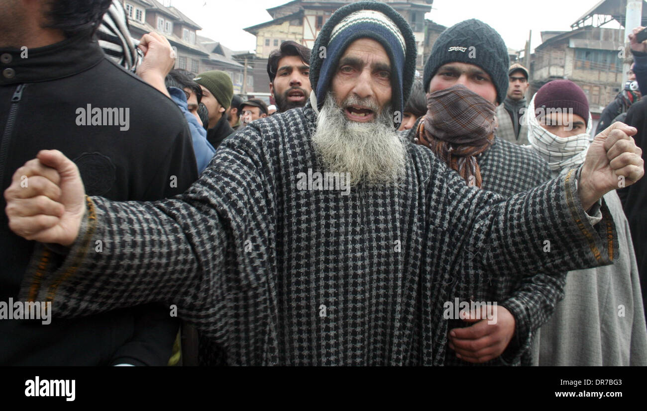 Srinagar, Indian Administered Kashmir21 January A Kashmiri man shouts ...