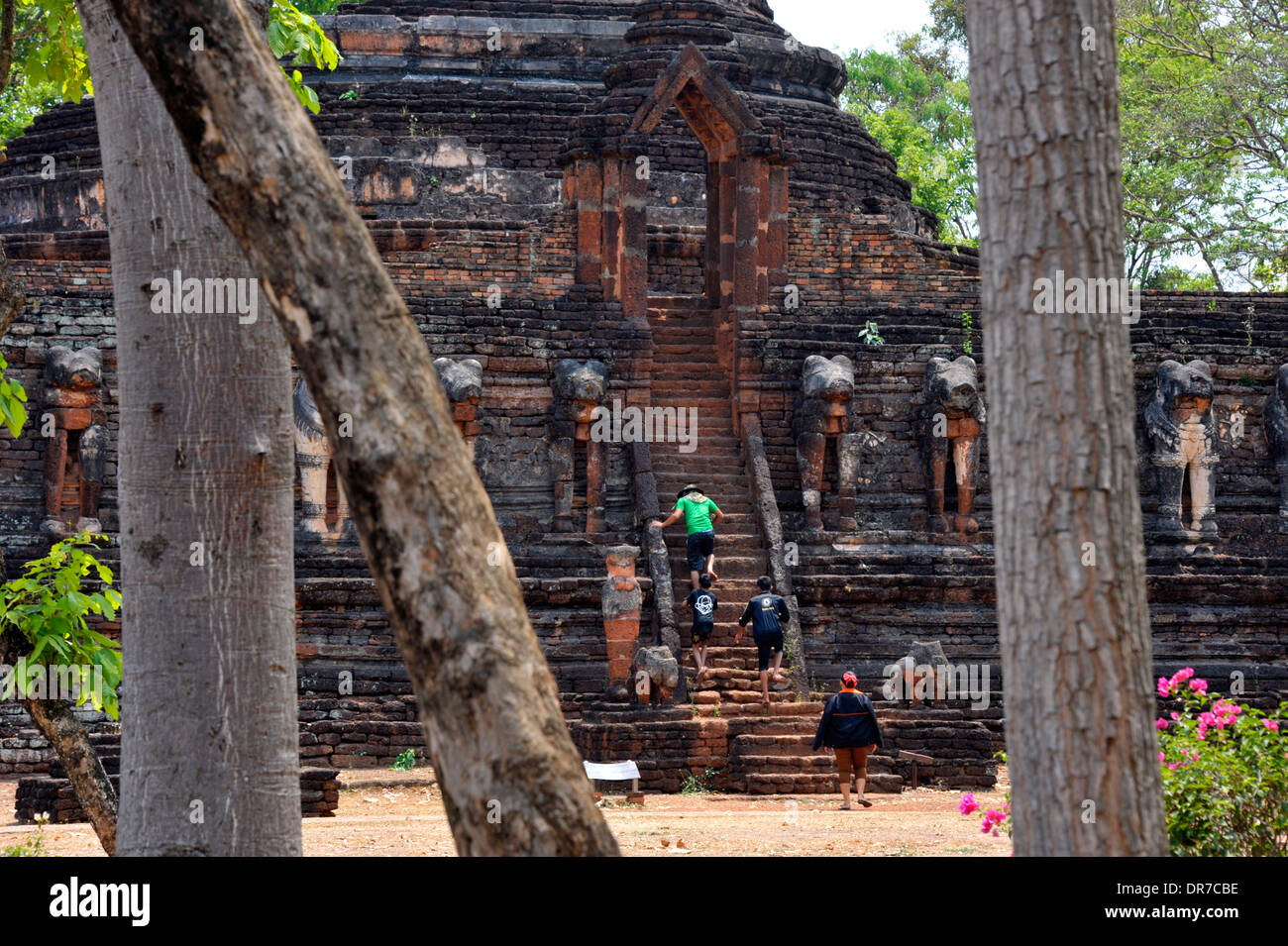 Ancient archaeological palace ruins at Kamphaeng Phet in Thailand. Stock Photo