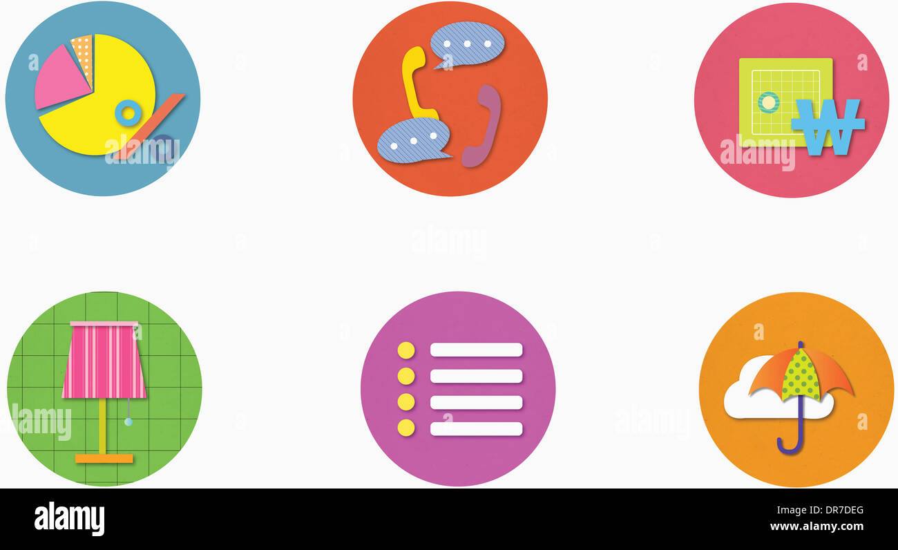 illustration of icons in colorful circles Stock Photo - Alamy