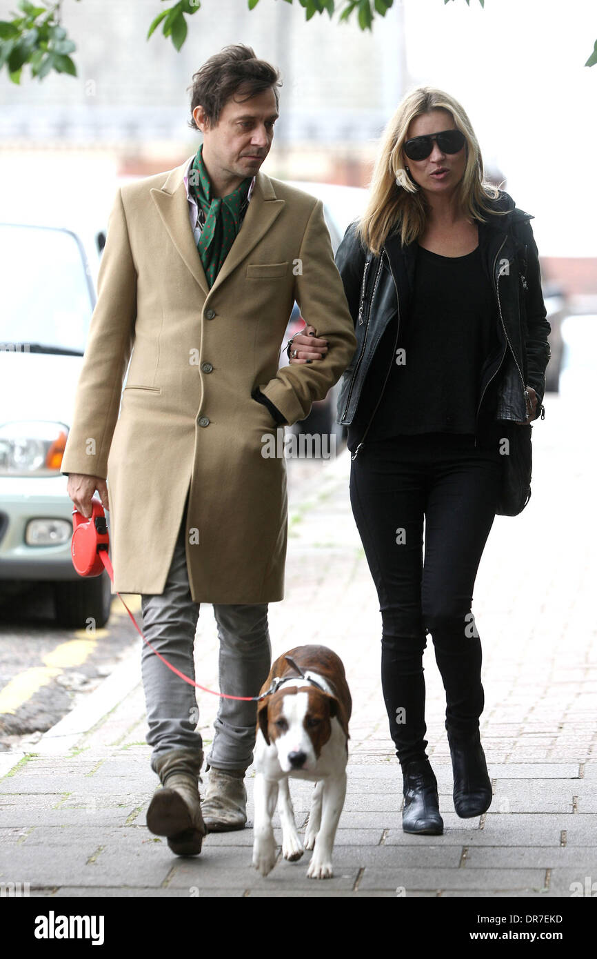 Kate Moss and husband Jamie Hince walking their new dog Archie after enjoying lunch at a local pub in Hampstead London, England - 14.06.12 Credit : WENN.com  Featuring: Kate Moss and husband Jamie Hince Where: London, United Kingdom When: 14 Jun 2012 Stock Photo