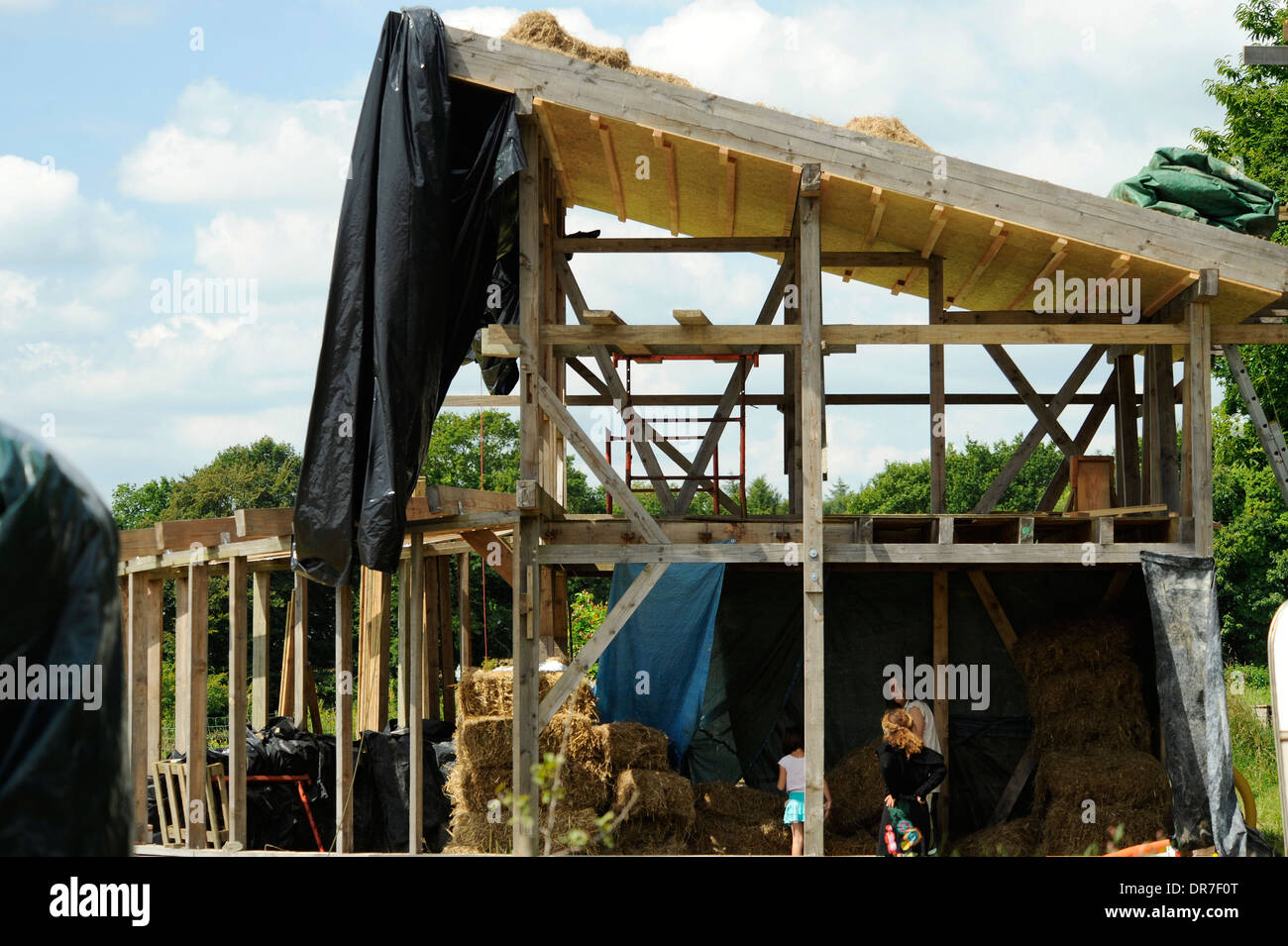Construction of a sustainable house Stock Photo