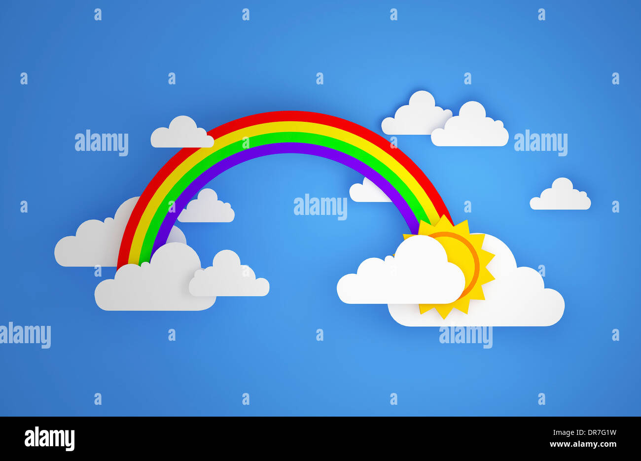 illustration of rainbow and clouds Stock Photo - Alamy