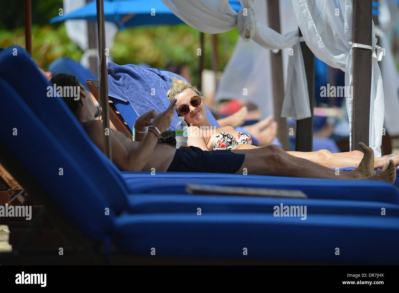 Fearne Cotton and her boyfriend Jesse Wood  spend time relaxing on the beach together during their holiday  Barbados - 15.06.12 Stock Photo