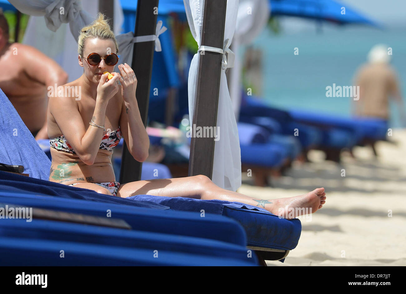 Fearne Cotton and her boyfriend Jesse Wood  spend time relaxing on the beach together during their holiday  Barbados - 15.06.12 Stock Photo