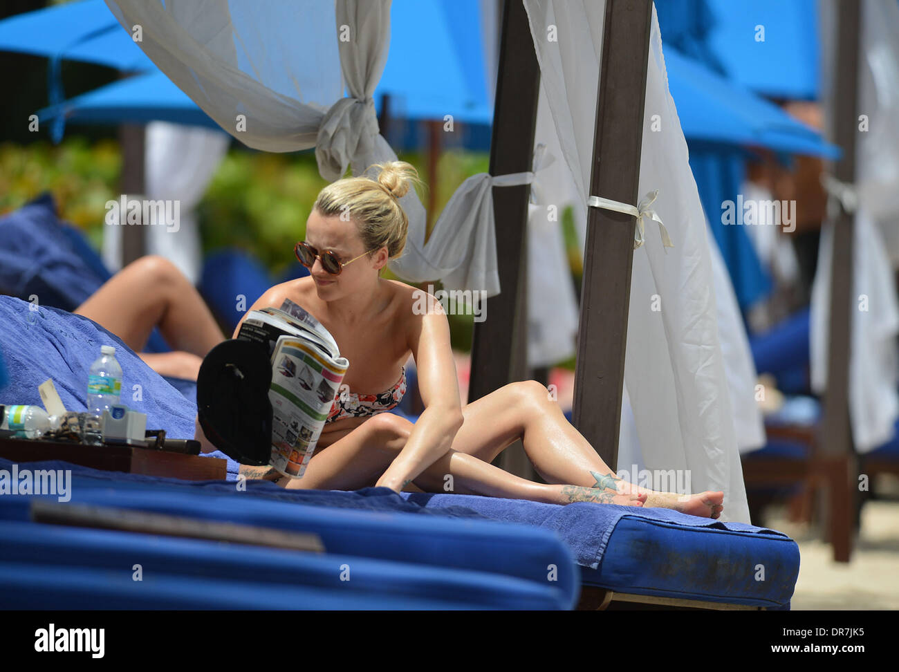 Fearne Cotton and her boyfriend Jesse Wood  spend time relaxing on the beach together during their holiday  Barbados - 15.06.12 Stock Photo