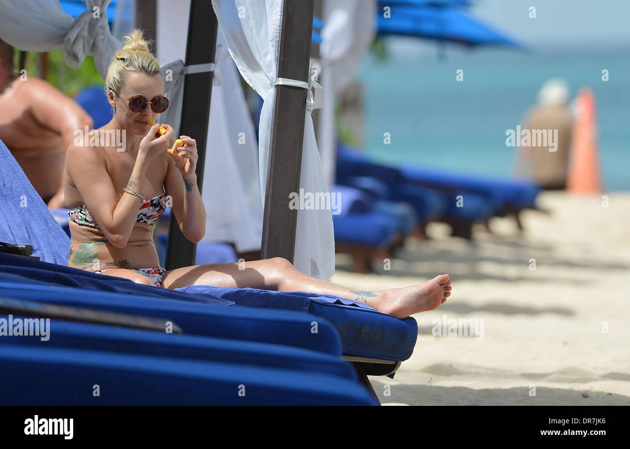 Fearne Cotton and her boyfriend Jesse Wood  spend time relaxing on the beach together during their holiday  Barbados - 15.06.12 Stock Photo