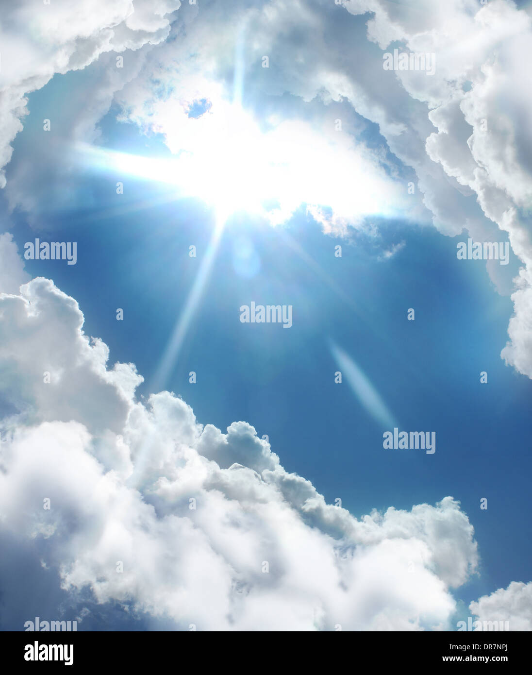 Cloudy stormy sky with sun Stock Photo - Alamy