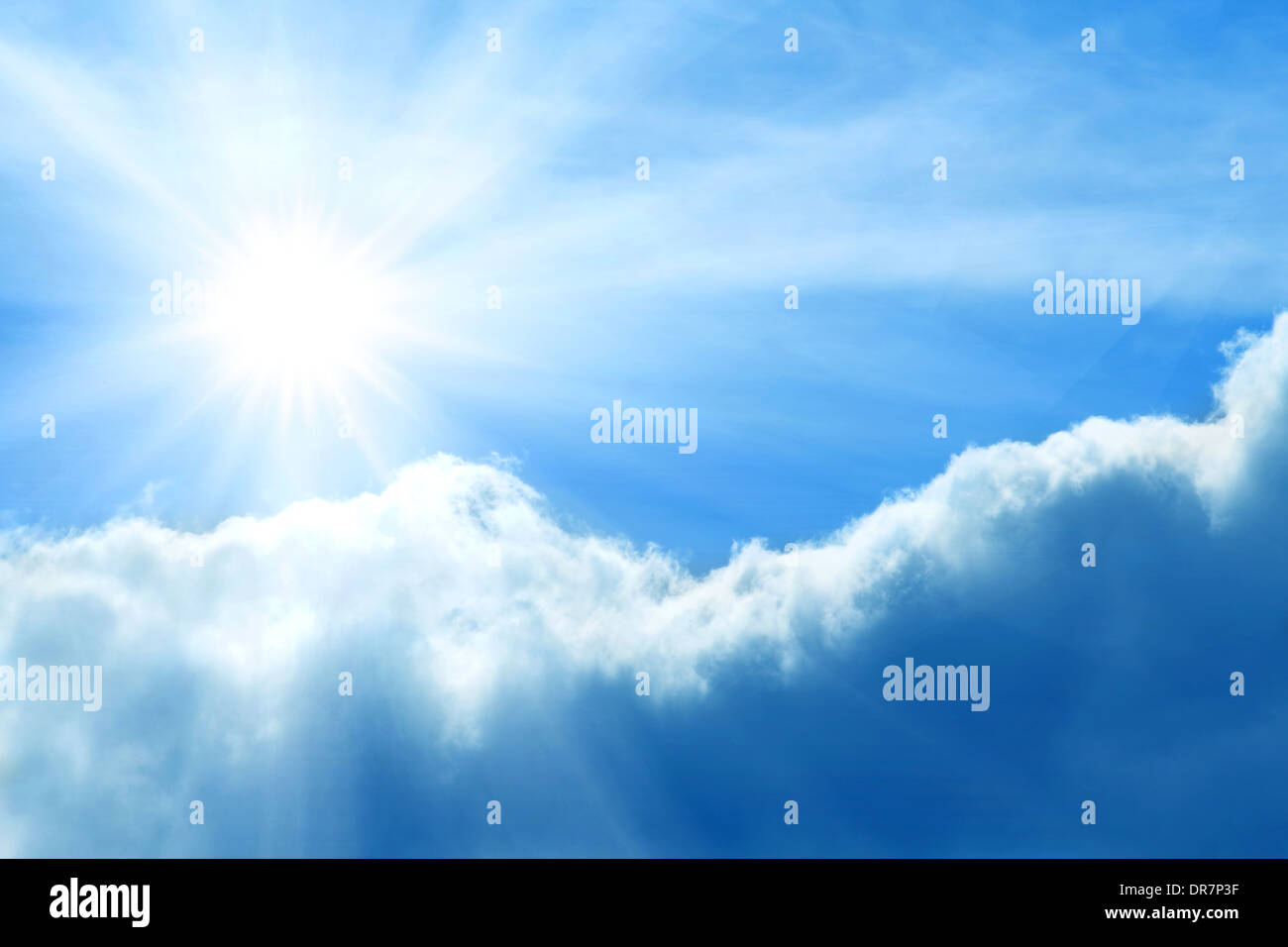 Cloudy stormy sky with sun Stock Photo - Alamy