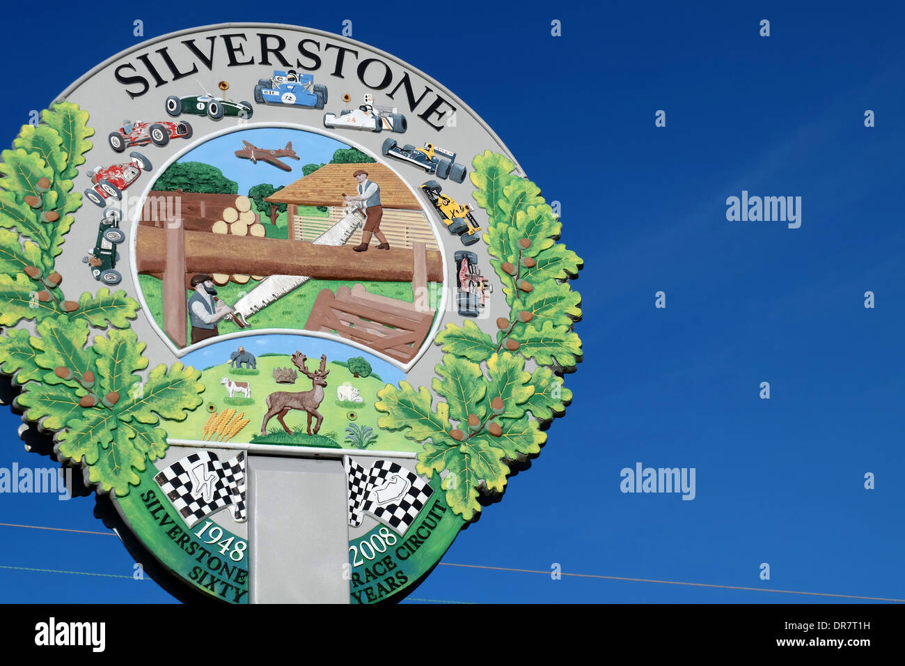 Silverstone village sign Stock Photo