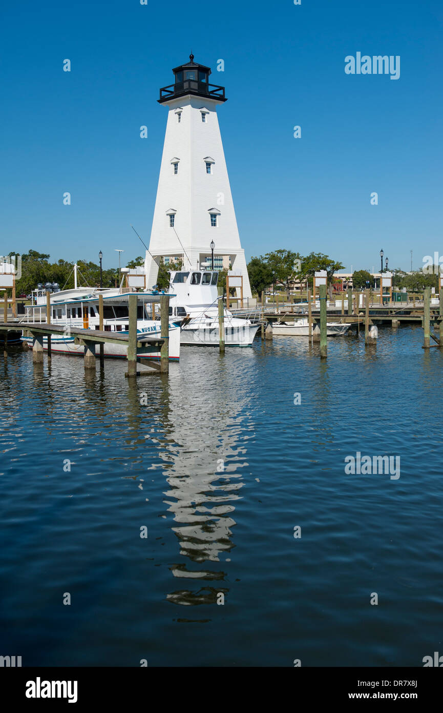 USA Mississippi Lighthouse at Jones Park Marina in Gulfport MS Gulf