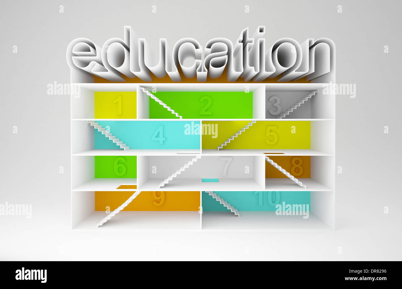a word education on top of different rooms Stock Photo