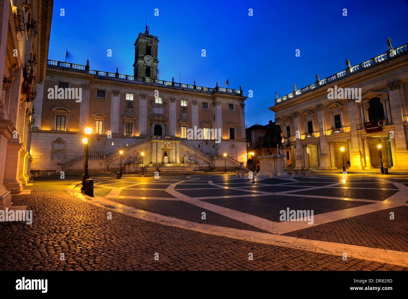 Italy, Rome, Piazza del Campidoglio at dawn Stock Photo