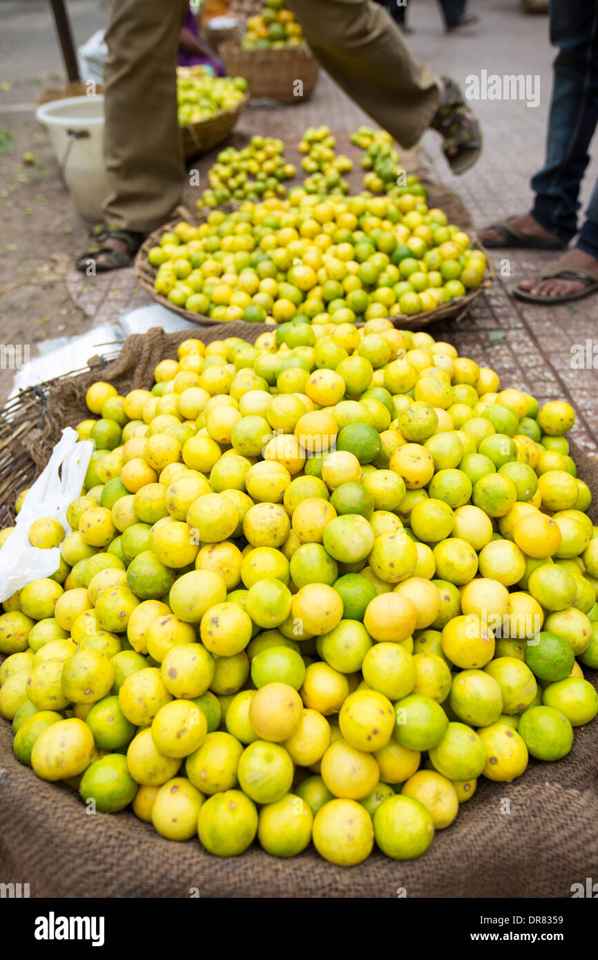 Limes for sale at a street market in Mysore, India Stock Photo Alamy