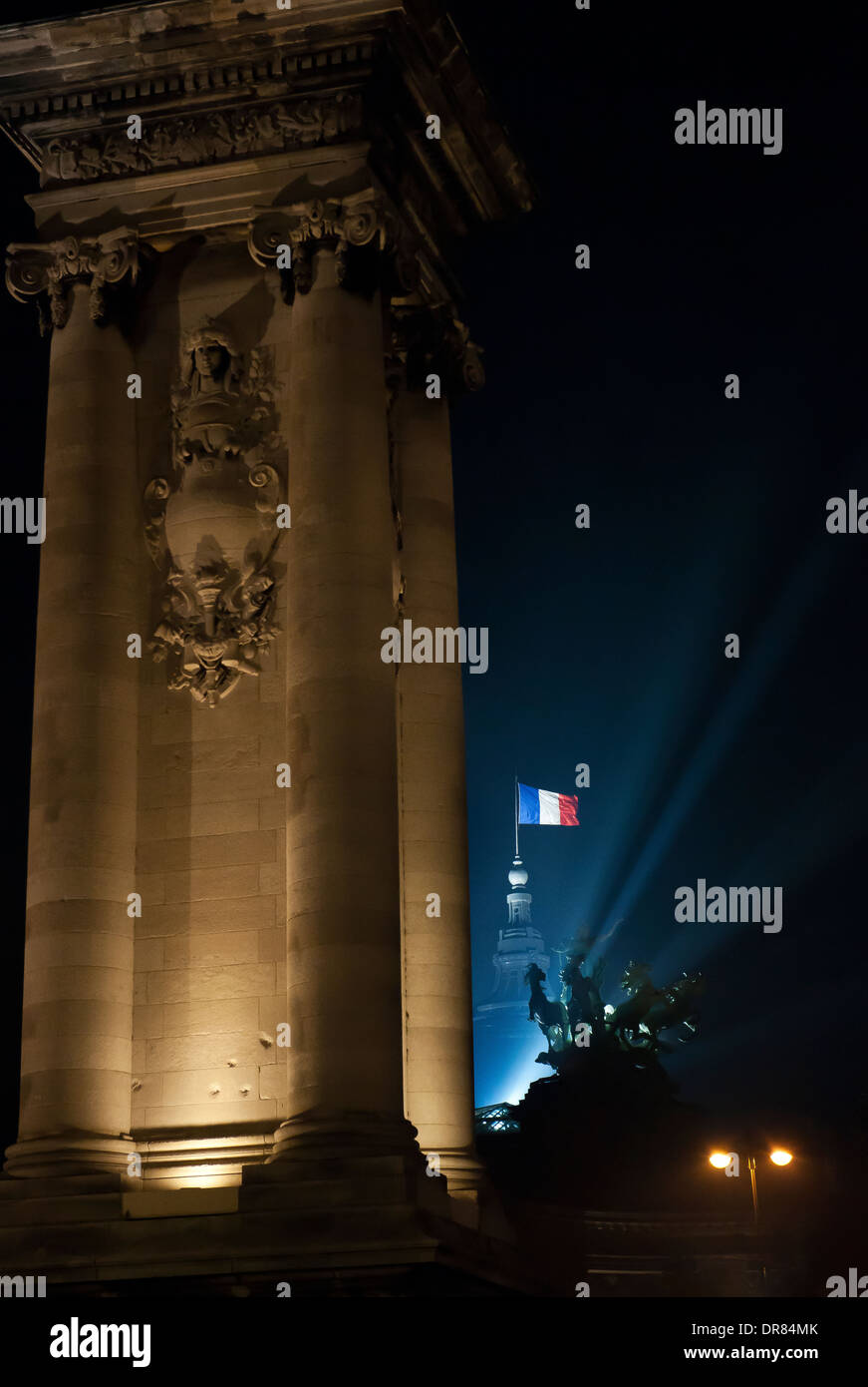 Grand Palais at night, Paris, France Stock Photo