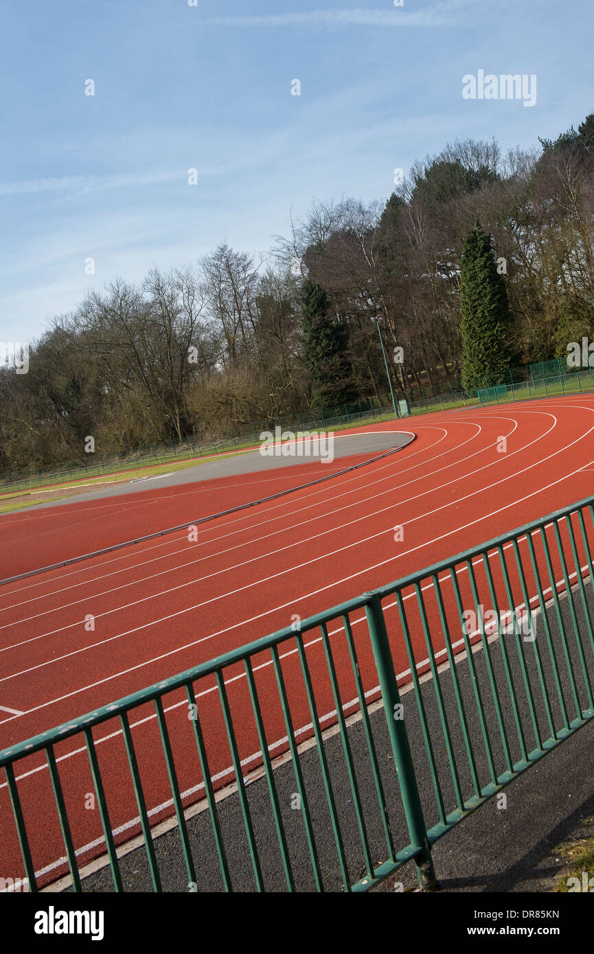 Empty track at an athletics stadium in England Stock Photo Alamy