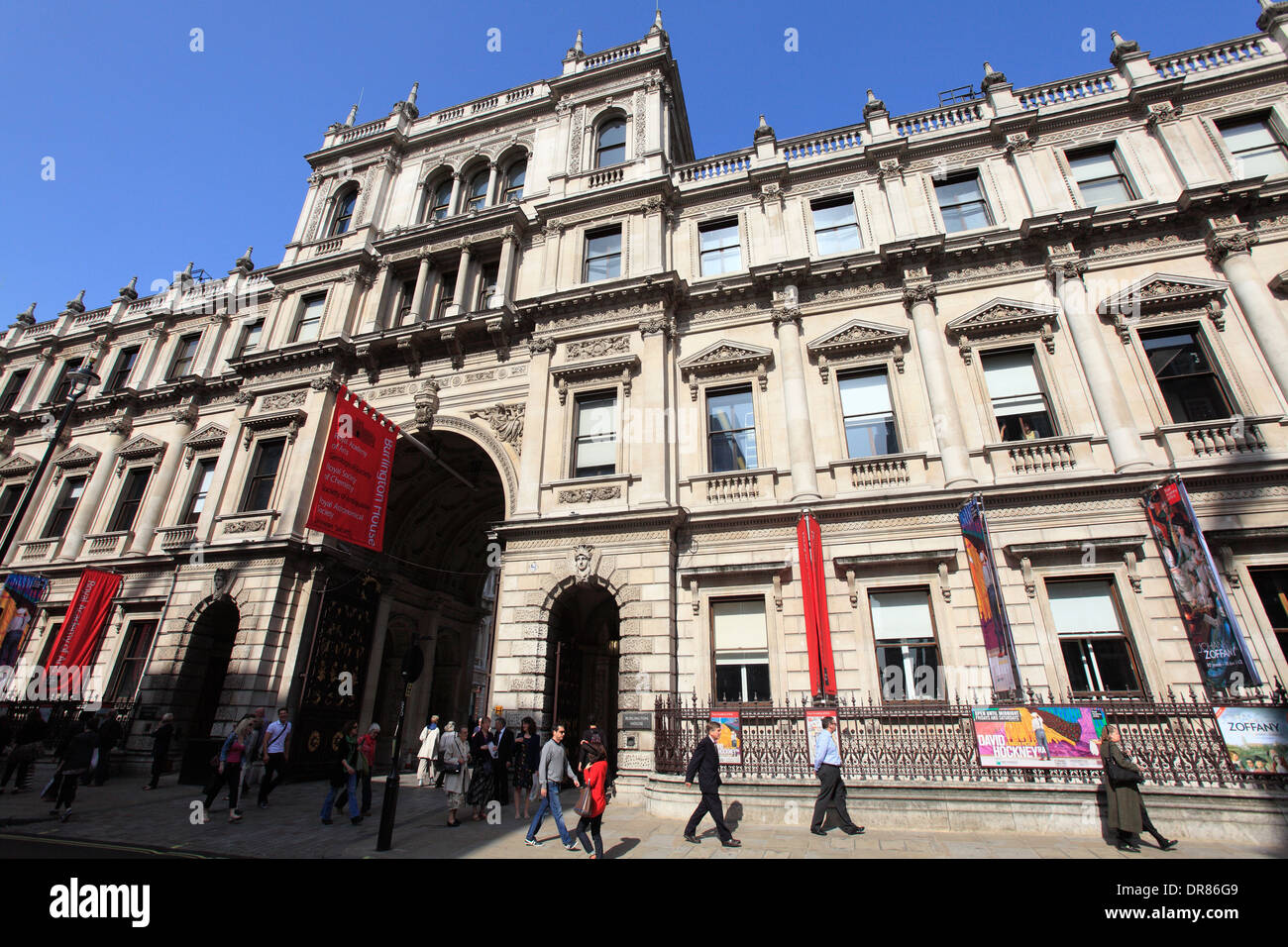 united kingdom central london piccadilly entrance to burlington house and the royal academy of arts Stock Photo