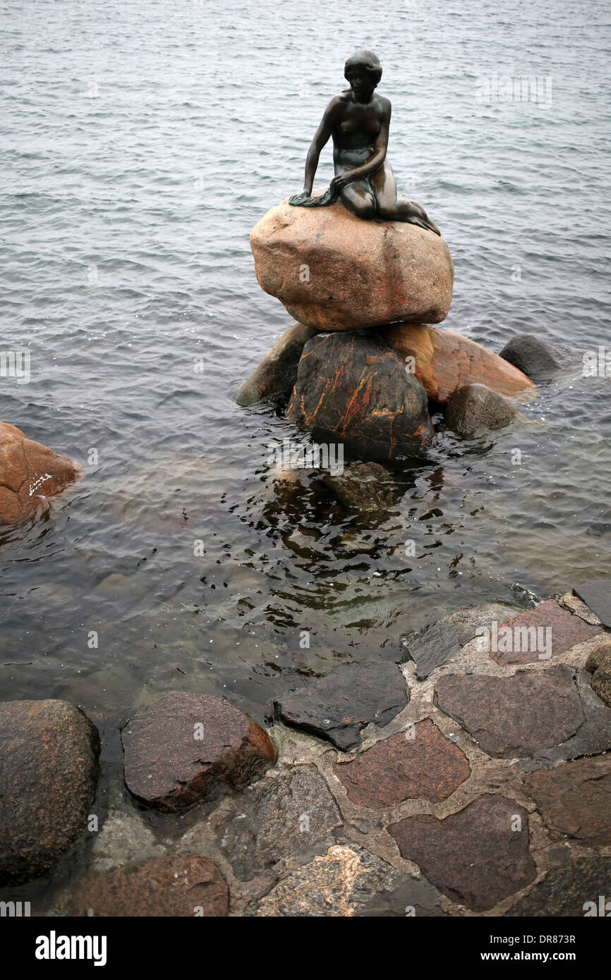 The Little Mermaid - Statue honoring Hans Christian Andersen - Langelini -Copenhagen - Denmark Stock Photo