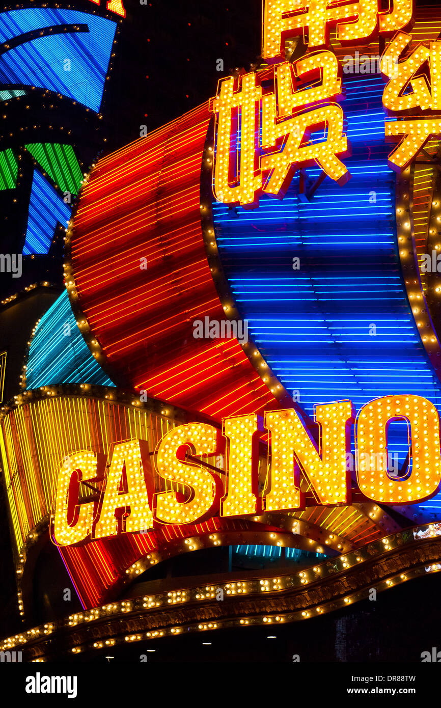 Casino neon signs, Macau, China Stock Photo