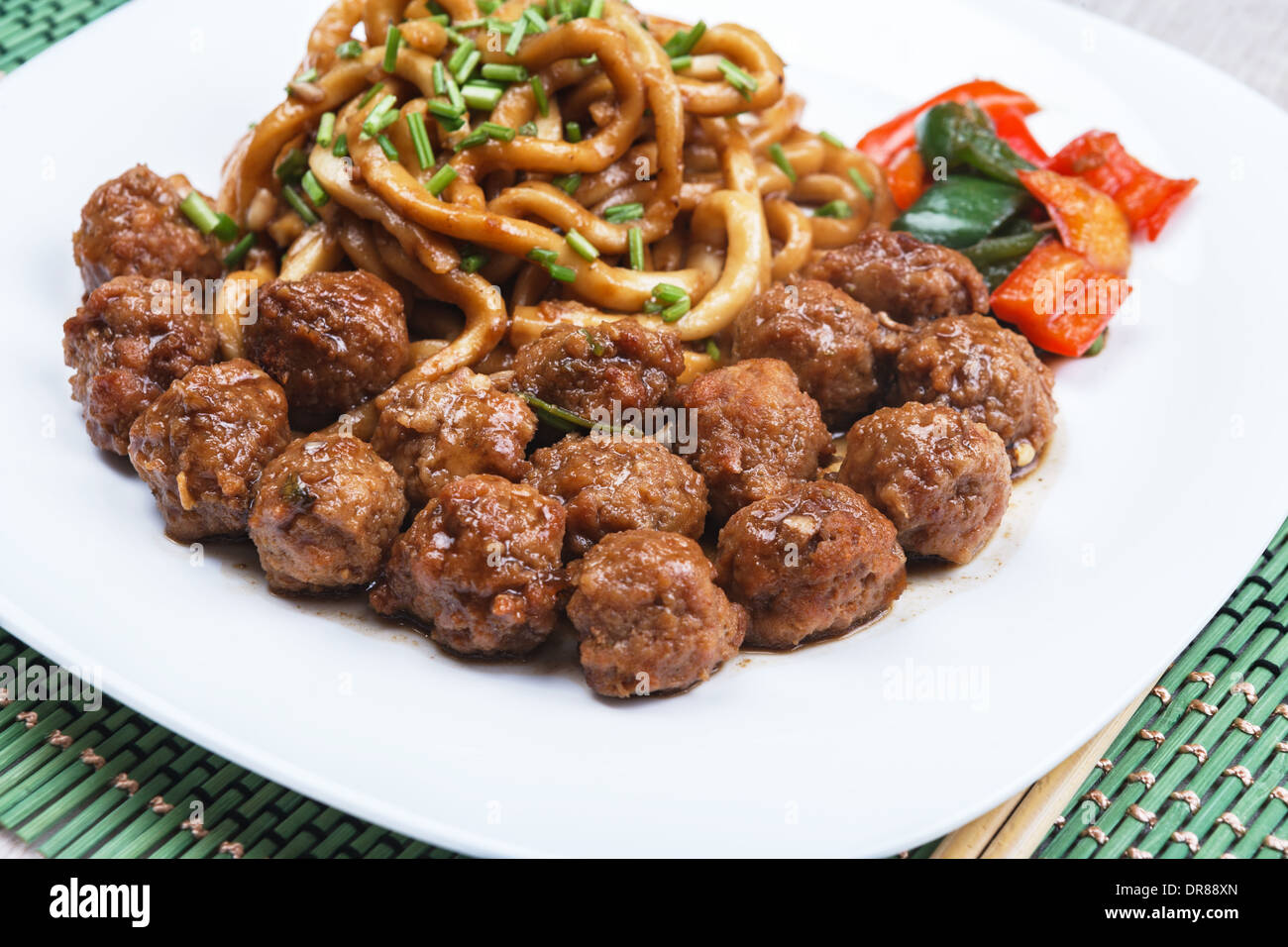 Chinese noodles with beef meatballs Stock Photo 65950829 Alamy