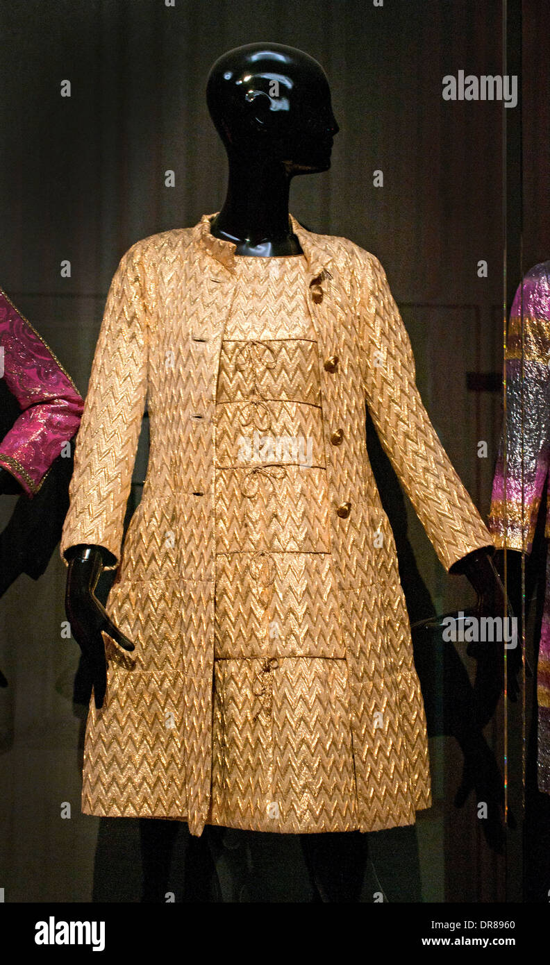 Gabrielle Evening ensemble coat and dress Paris Spring 1967 Coco Chanel 1883 – 1971 French fashion designer Stock Photo
