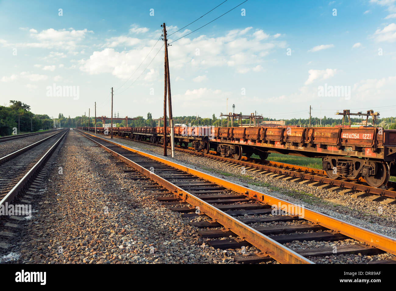Rail freight car view of the general plan Stock Photo