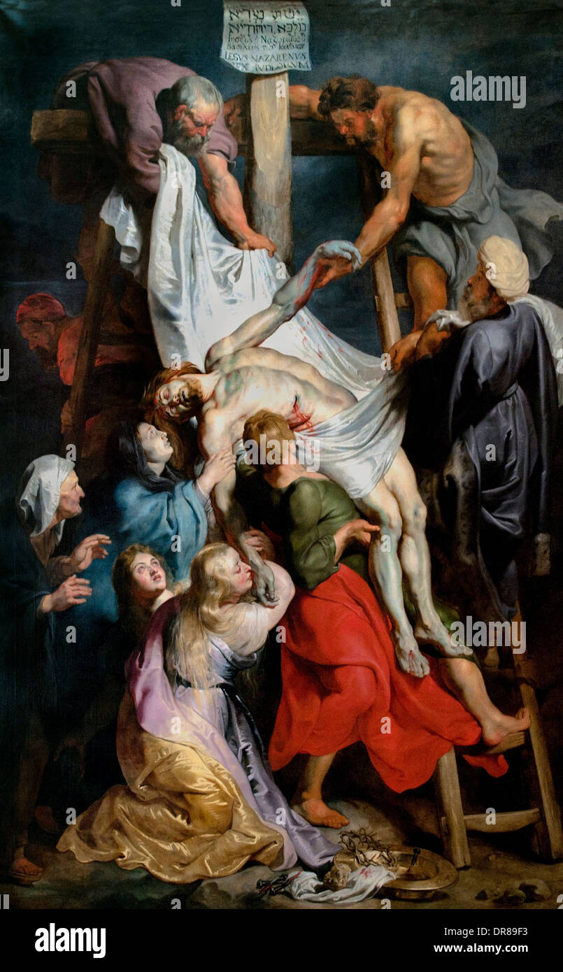 The Descent from the Cross by PETER PAUL RUBENS (1577-1640) Flemish Belgian Belgium Stock Photo