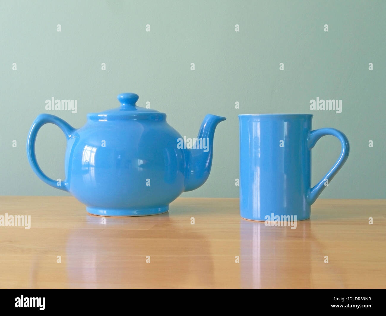 Blue Teapot and Mug Stock Photo Alamy