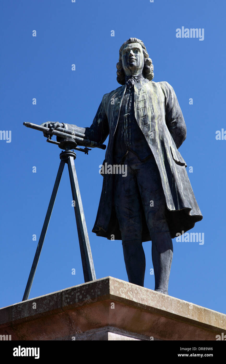 A bronze statue of the great canal engineer James Brindley by the