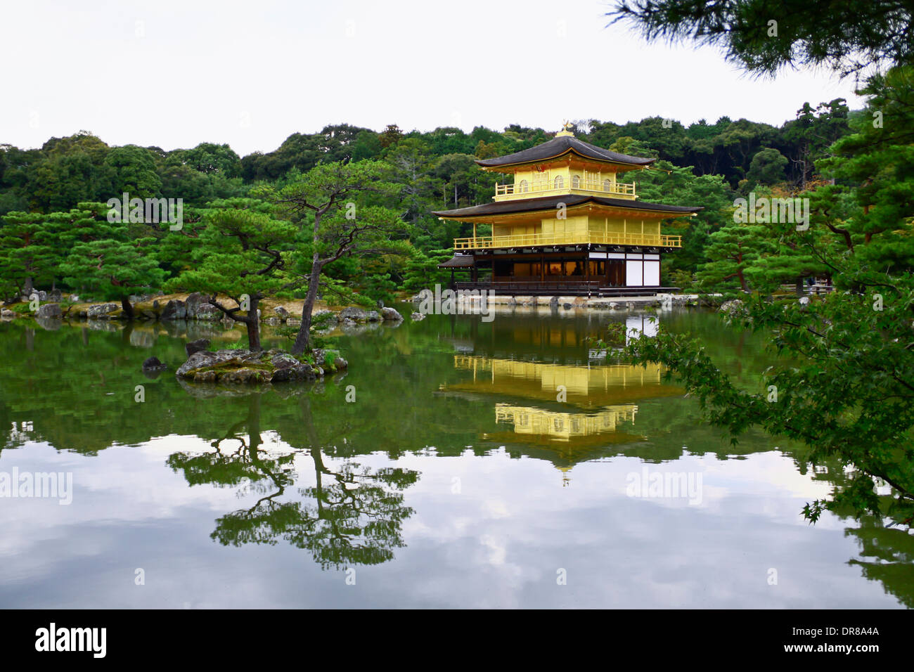 The Temple of the Golden Pavilion, known a Kinkaku-ji, is a Zen Buddhist Temple  in Kyoto, Japan. Stock Photo