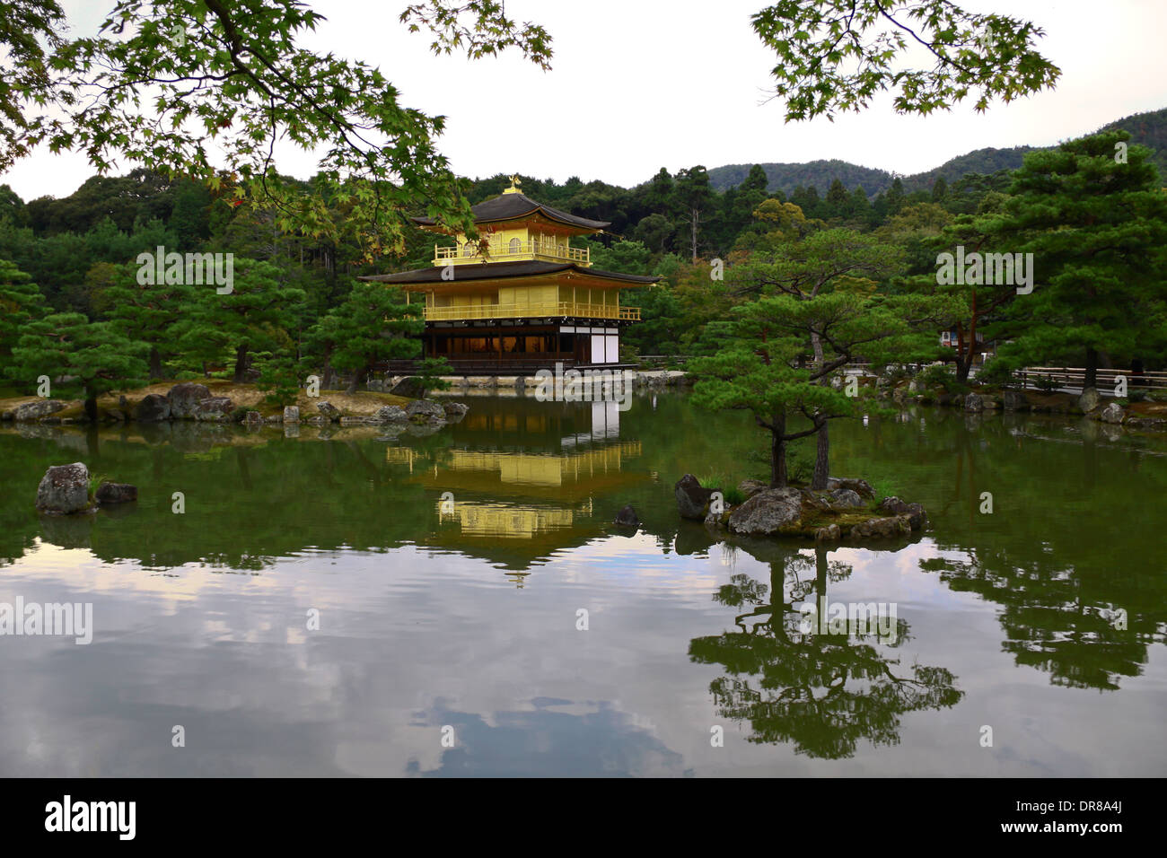 The Temple of the Golden Pavilion, known a Kinkaku-ji, is a Zen Buddhist Temple  in Kyoto, Japan. Stock Photo