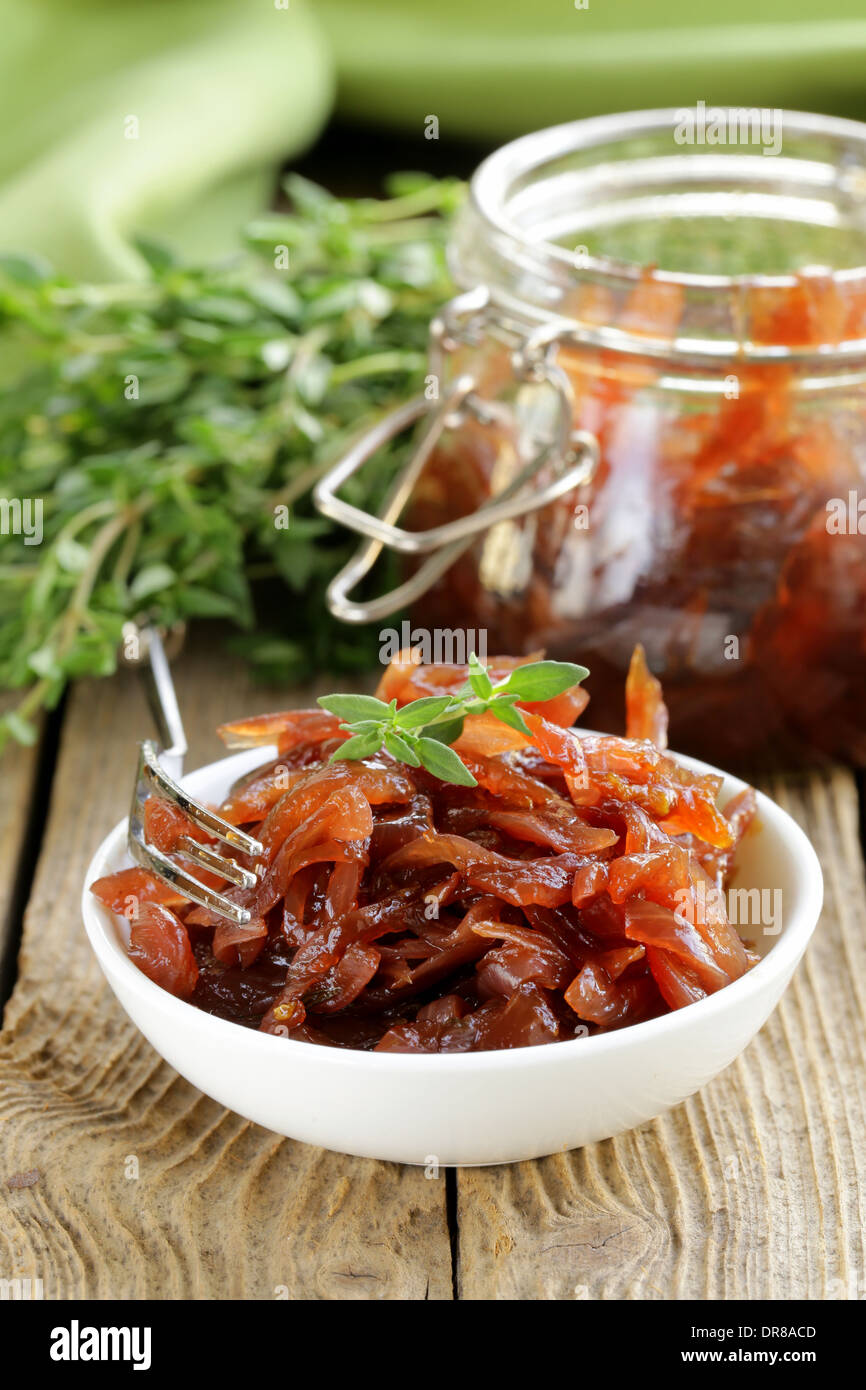 red onion marmalade with thyme French cuisine Stock Photo Alamy