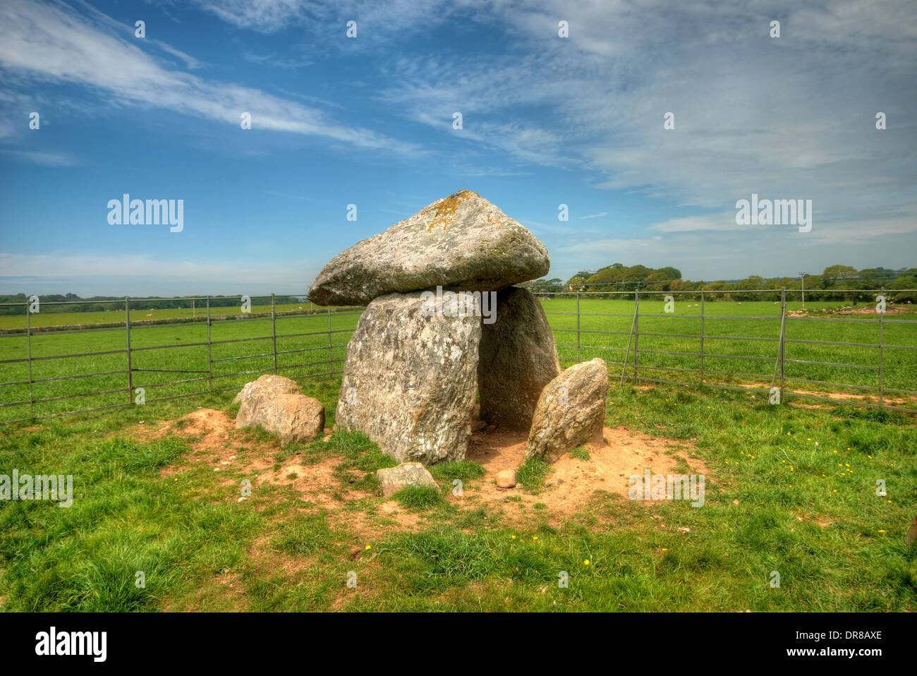 Burial Chamber of Bodowyr, on the Isle of Anglesey, Wales Stock Photo
