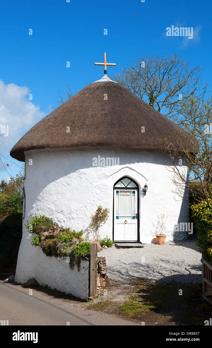 one of the iconic roundhouses in veryan, cornwall, uk Stock Photo