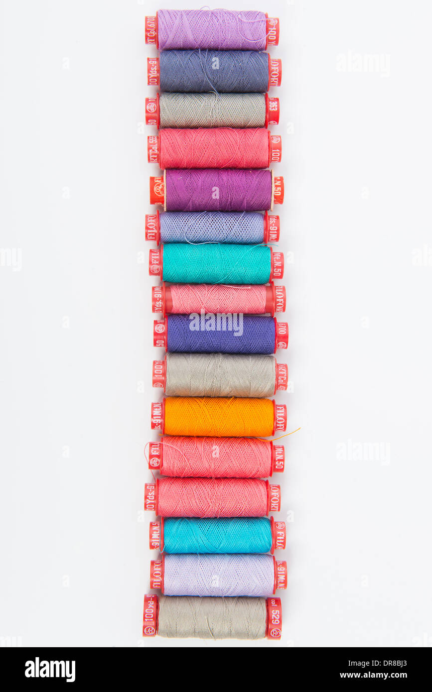 multi colored spools Stock Photo