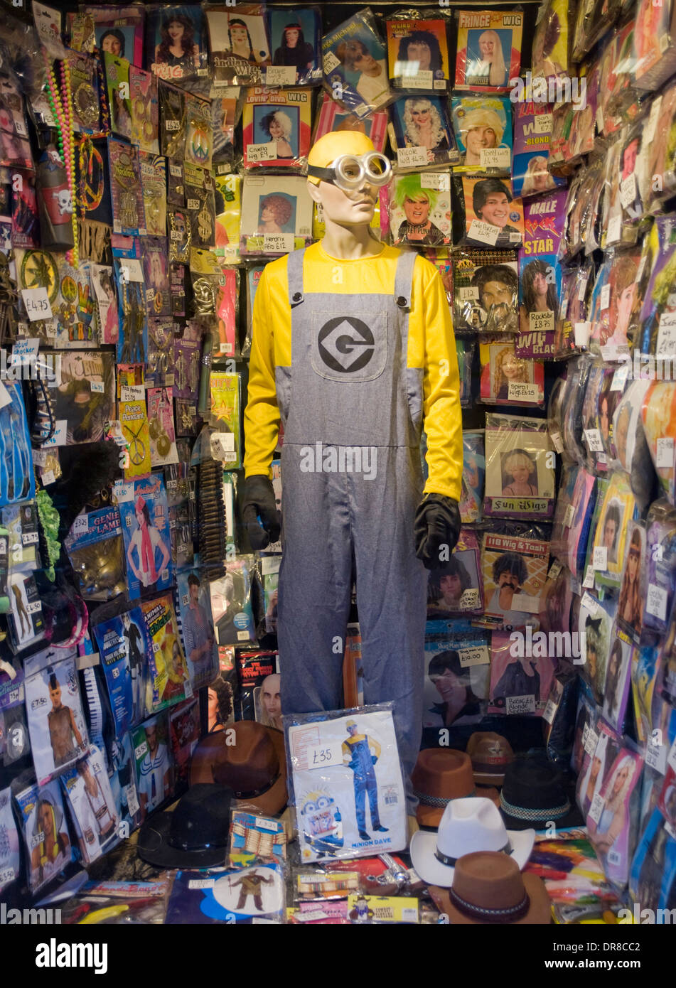 Mannequin in overalls & goggles, shop window,Belfast. Stock Photo