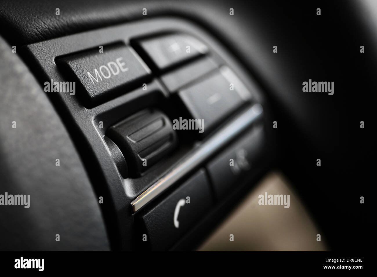 Detail on some buttons on a steering wheel Stock Photo