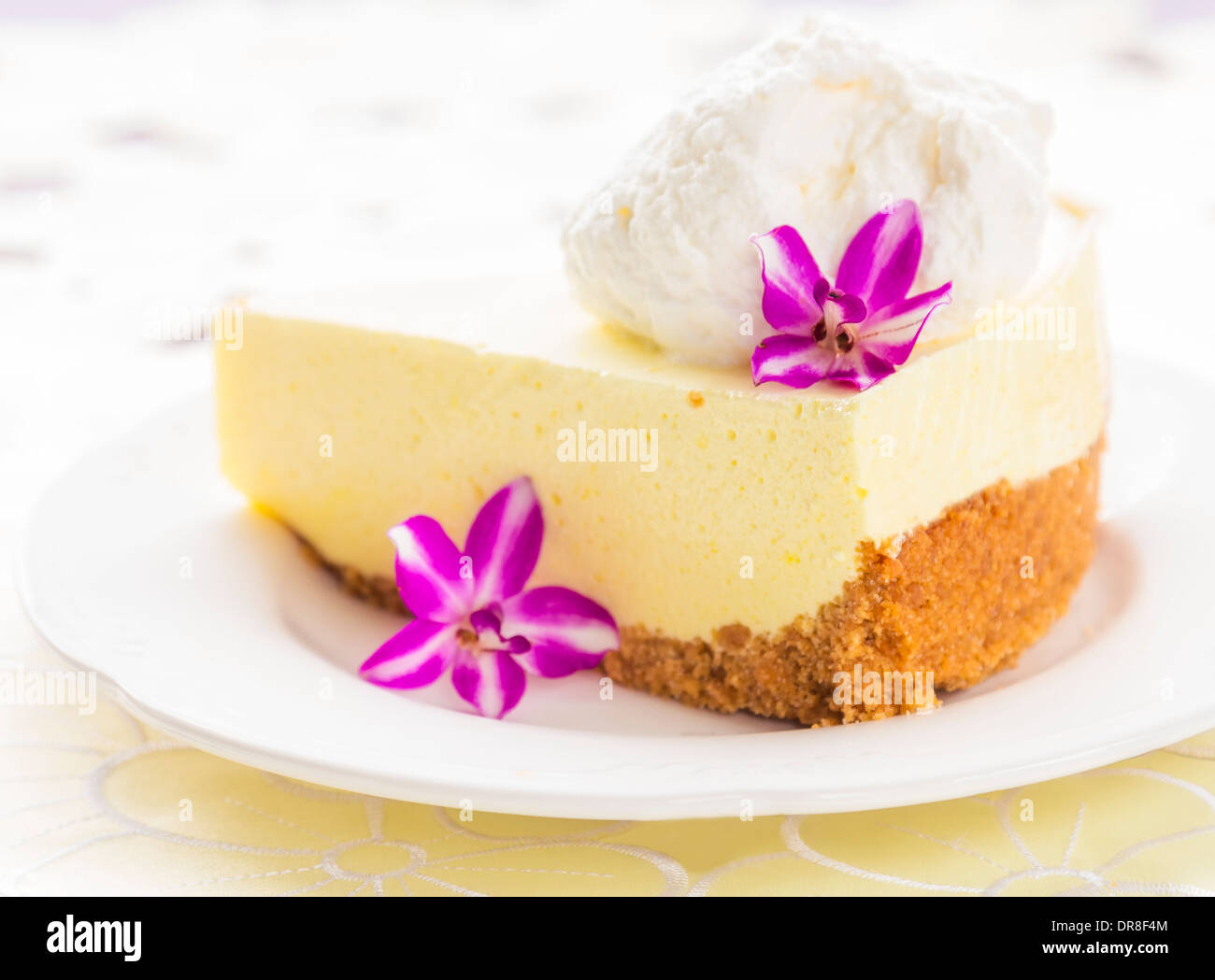 Elegant lilikoi (passion fruit) chiffon pie with graham cracker crust